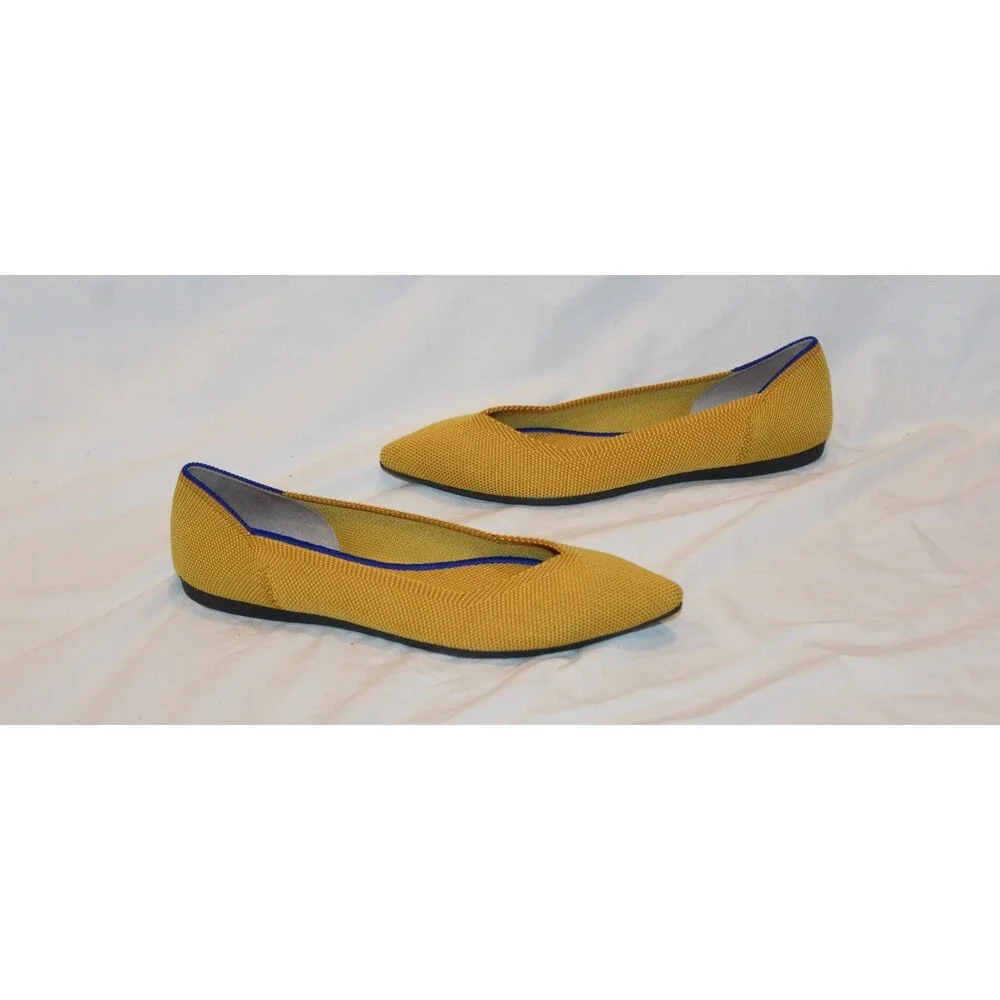 Rothy’s The Point Flats Pointed Toe Shoes Women’s 7 MARIGOLD BLUE NEW